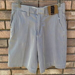 OLD NAVY Men’s blue and white striped cotton shorts flat front spring summer